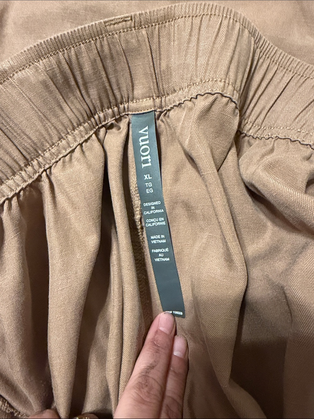 Vuori Women's Tan Elastic-Waist Trousers